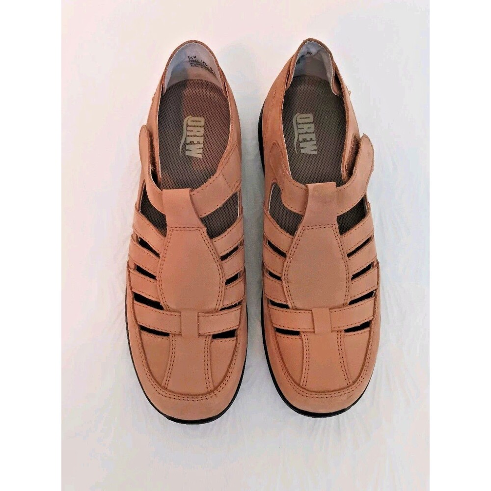 Drew Leather Fisherman Sandals Womens 8.5M Tan Hook Loop Comfort Shoes